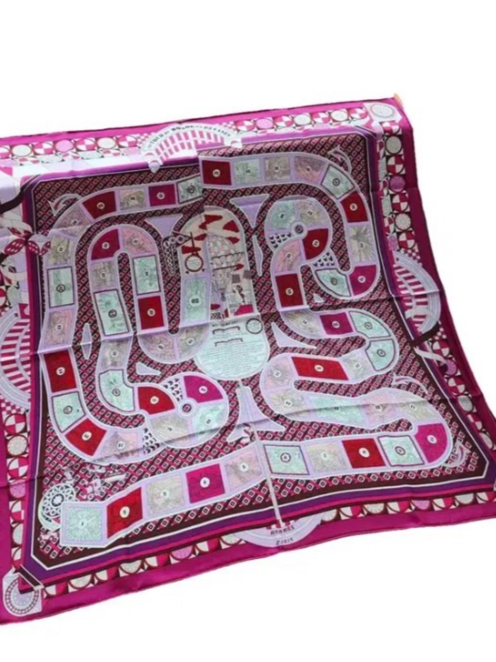 Hermes Pink Magenta Geometric Silk Scarf - Picture 3 of 4